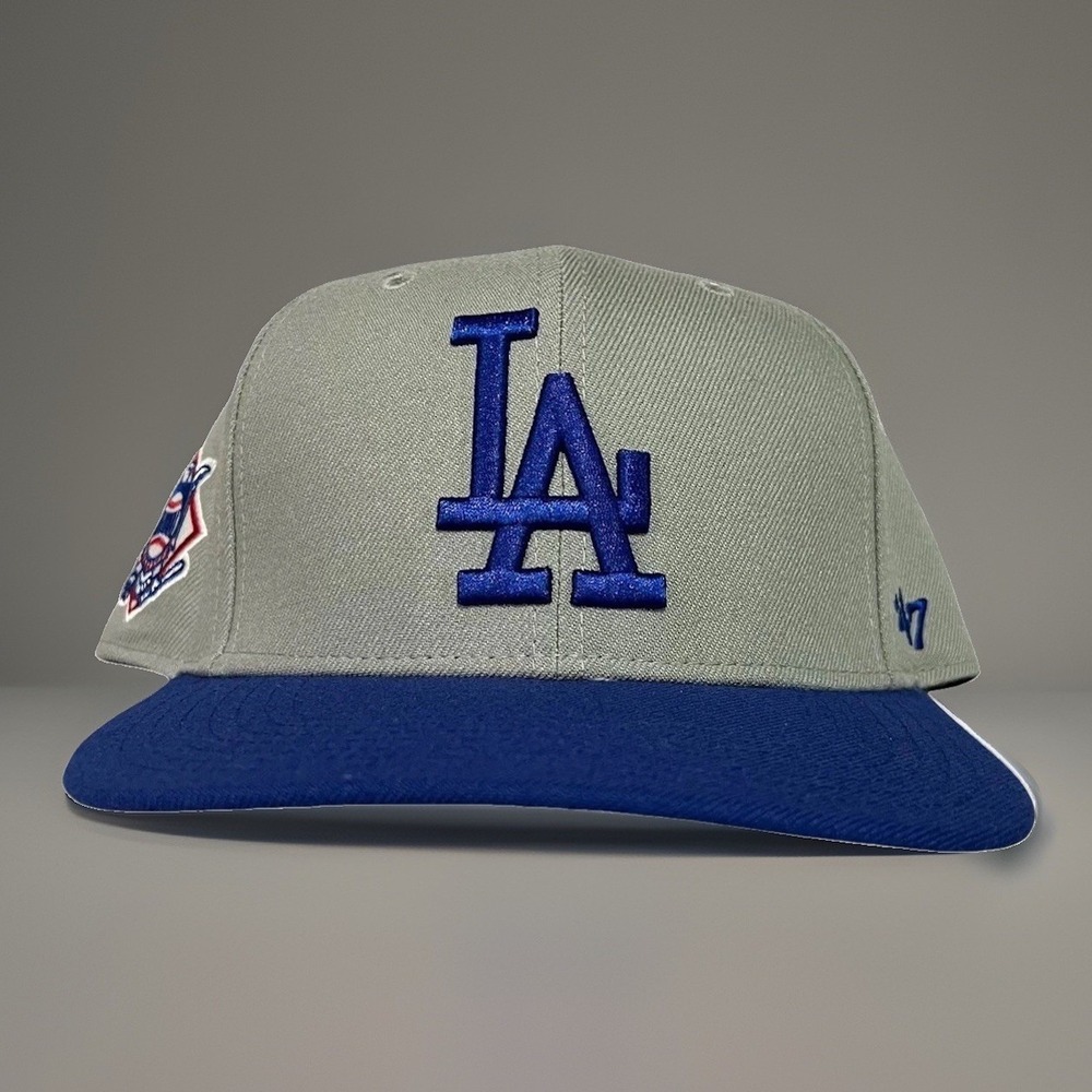 NWT '47 Brand Mens Gray Blue Sure Shot Captain Los Angeles Dodgers SnapBack Cap